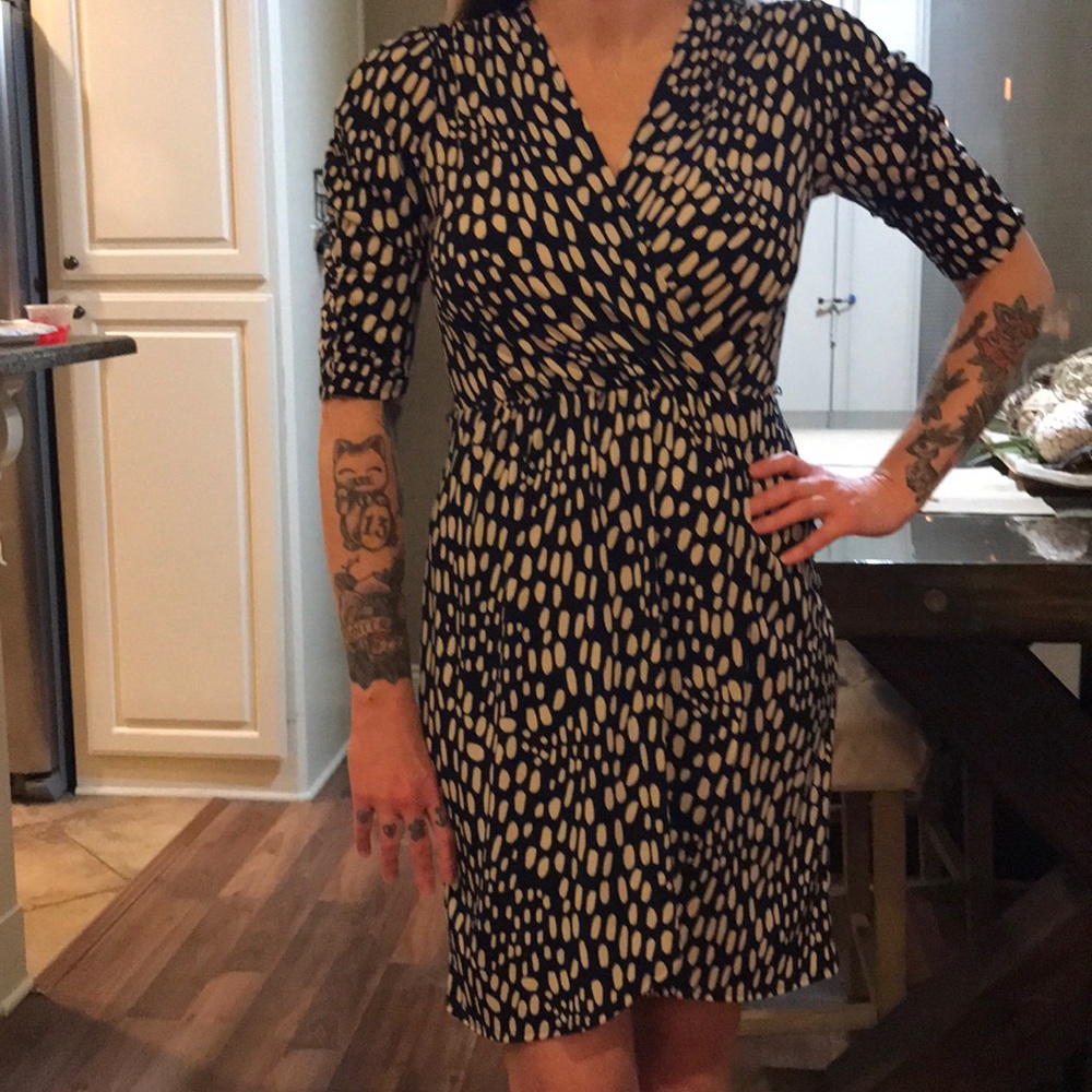 Cold water creek navy with white ovals dress 6
